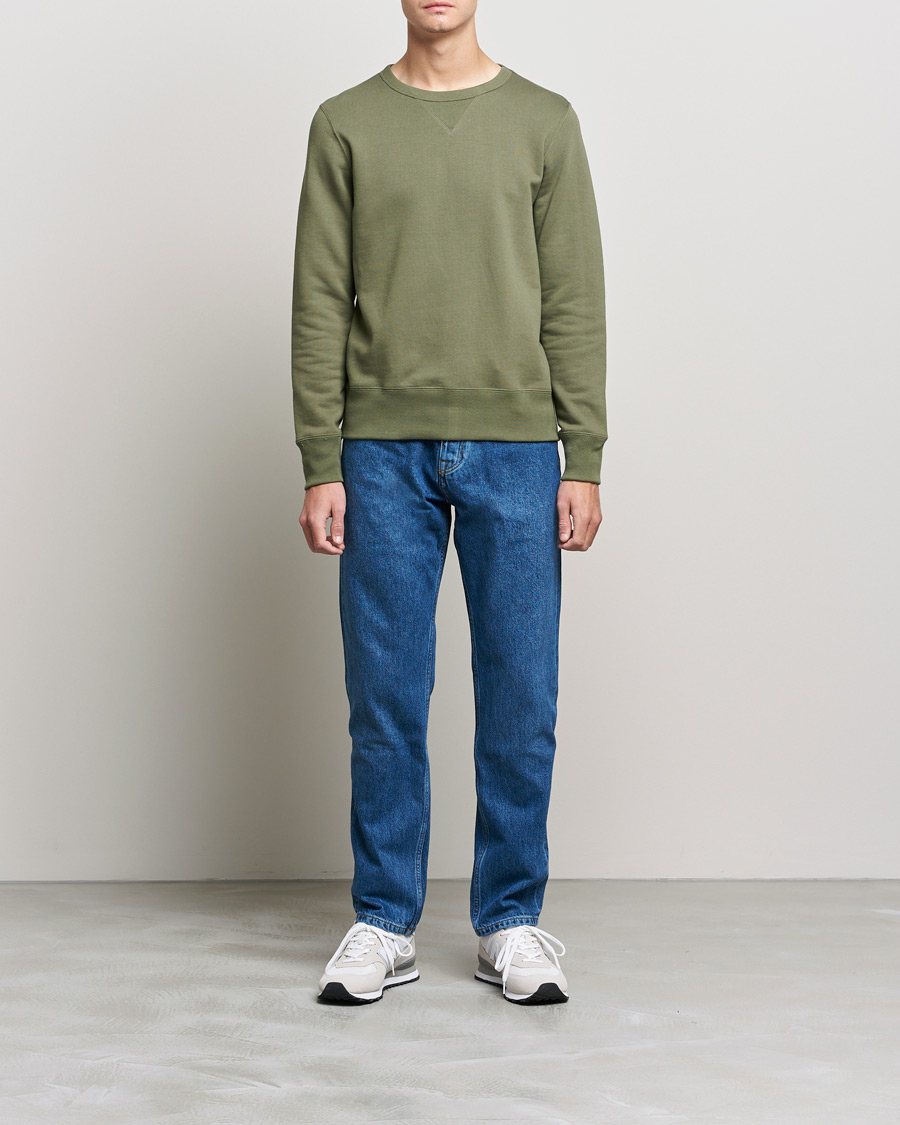 Herr | Tröjor | Merz b. Schwanen | Organic Cotton Crew Neck Sweat Army