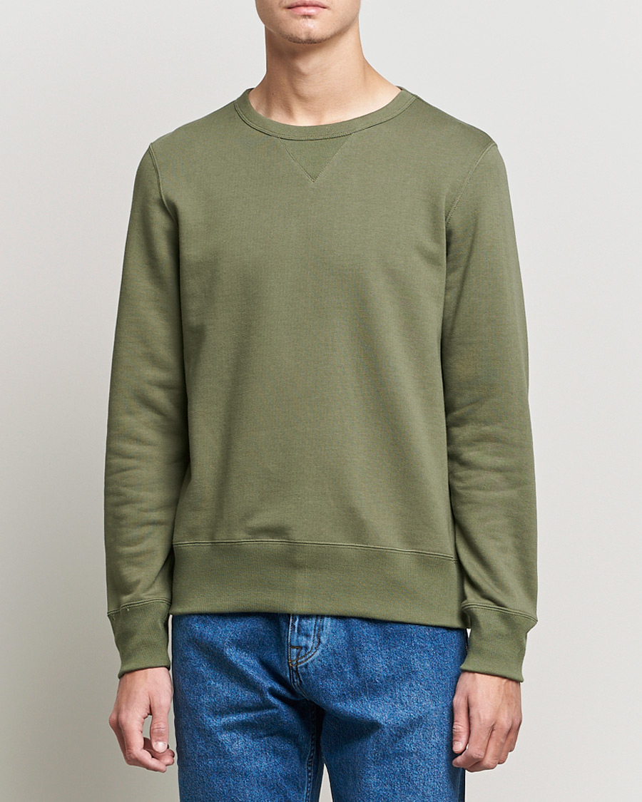 Herr | Tröjor | Merz b. Schwanen | Organic Cotton Crew Neck Sweat Army