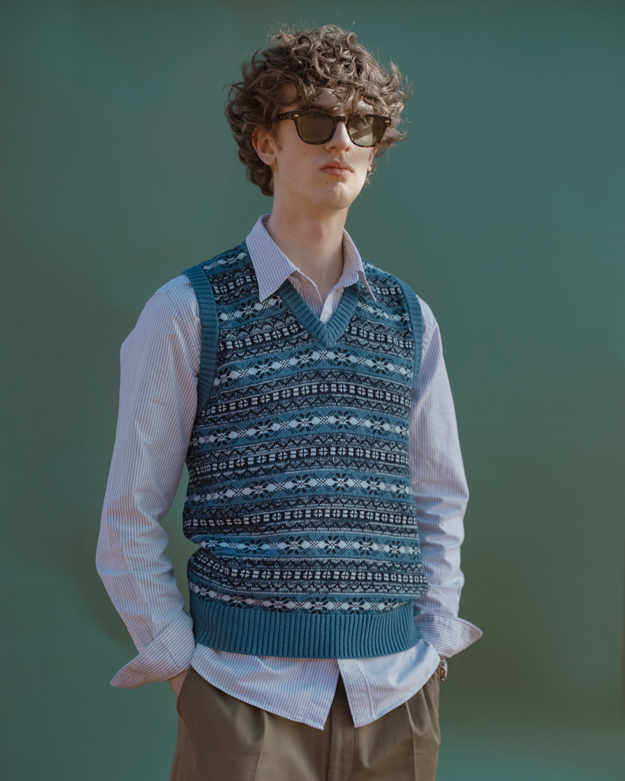 BEAMS PLUS Knit Fairisle Vest Natural at CareOfCarl.com