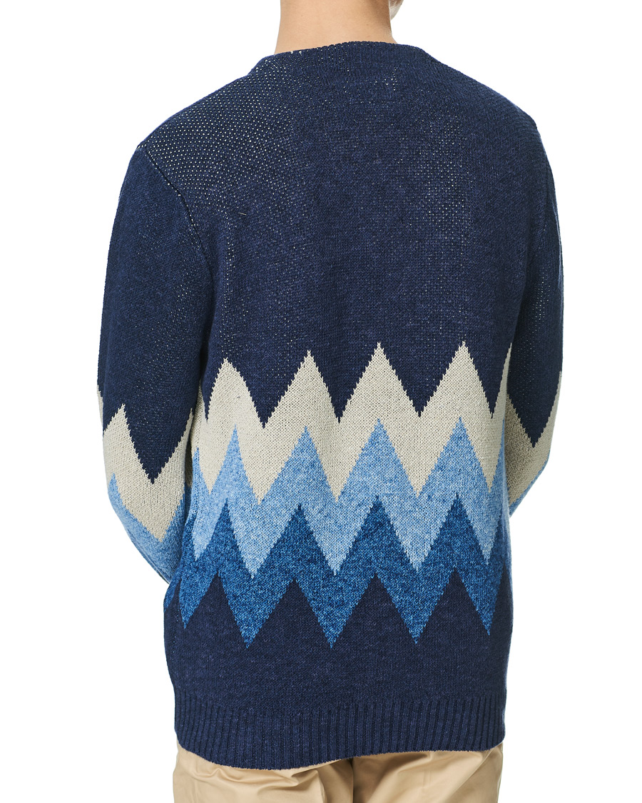 Herr | Tröjor | BEAMS PLUS | Jacquard Cardigan Indigo Blue