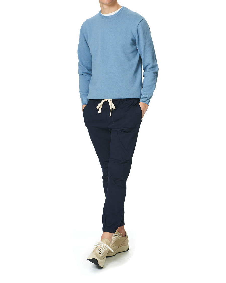 Herr | Tröjor | BEAMS PLUS | Lily Yarn Crew Neck Sax Blue