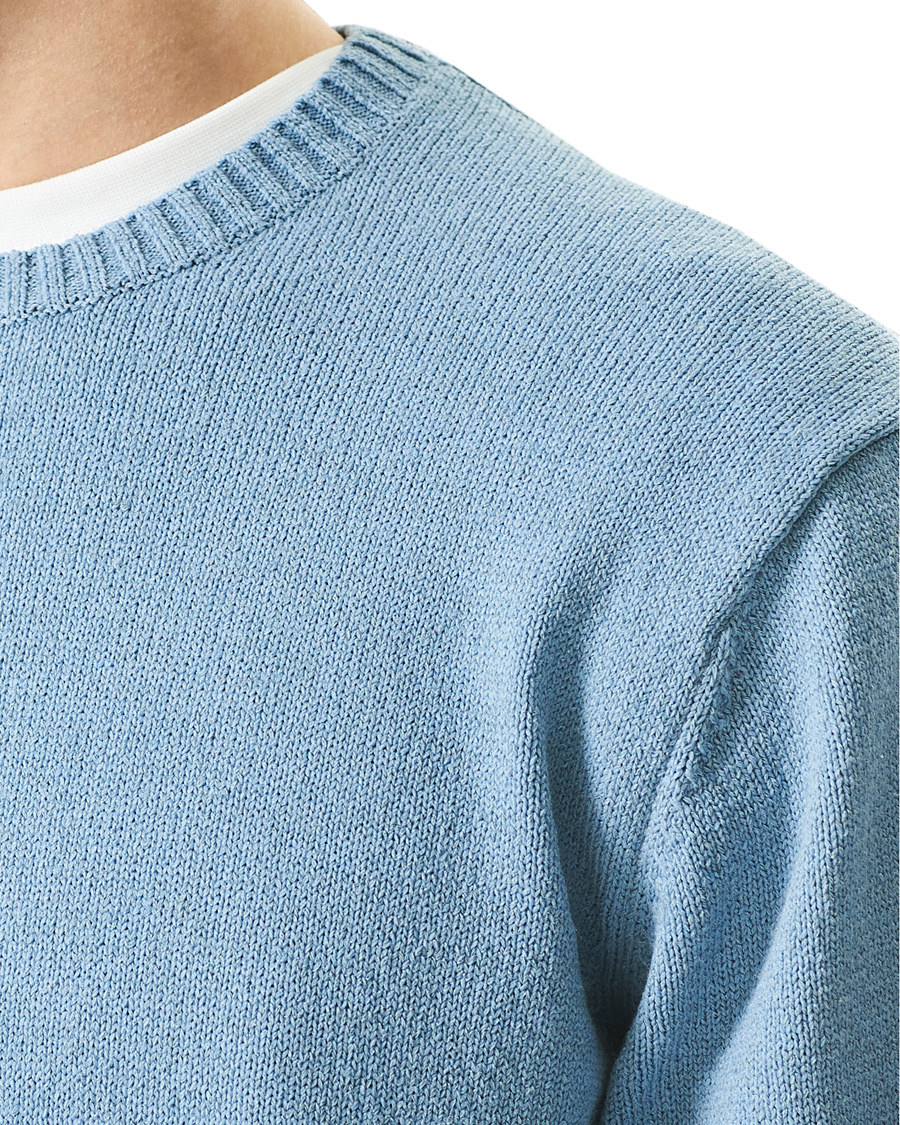 Herr | Tröjor | BEAMS PLUS | Lily Yarn Crew Neck Sax Blue
