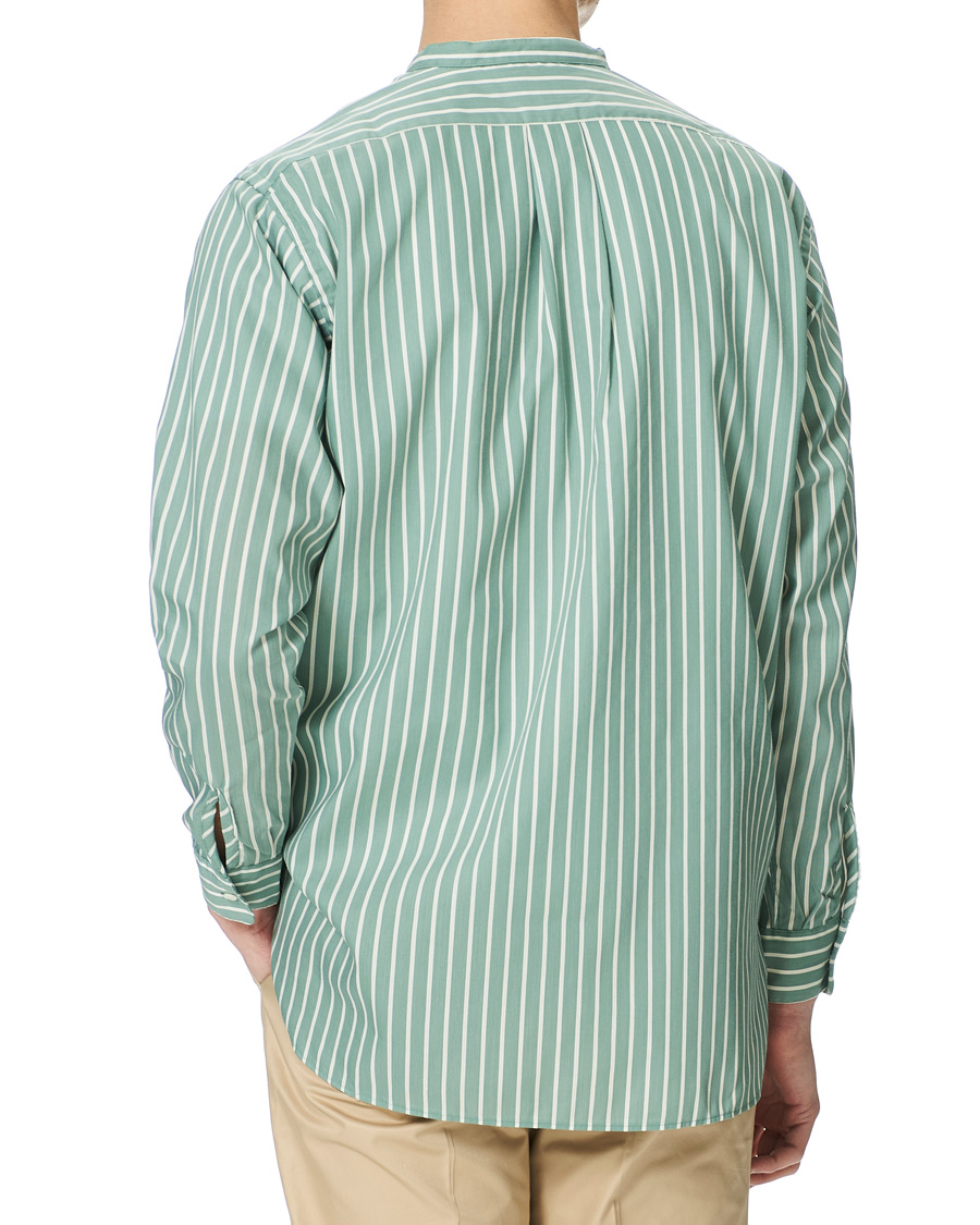 Herr | Skjortor | BEAMS PLUS | Band Collar Striped Shirt Green/White