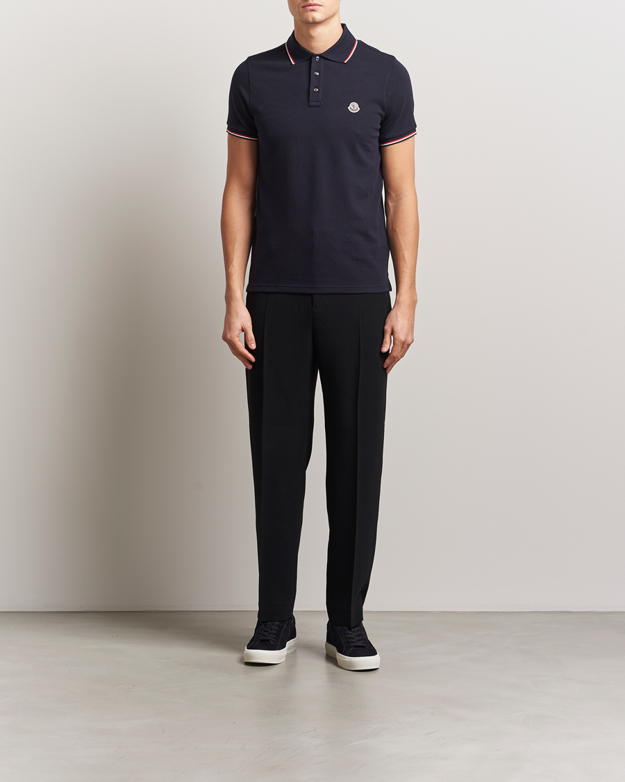 Herr | Pikéer | Moncler | Contrast Rib Polo Navy