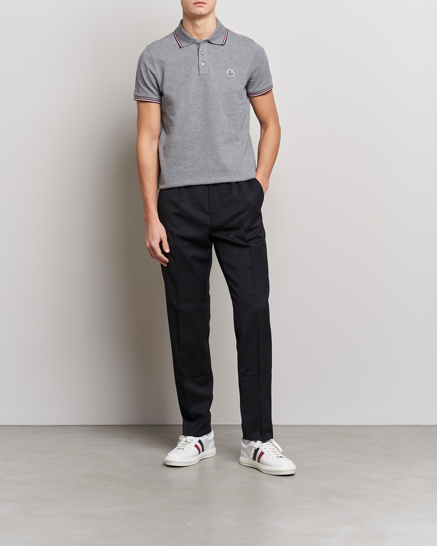 Herr | Pikéer | Moncler | Contrast Rib Polo Heather Grey