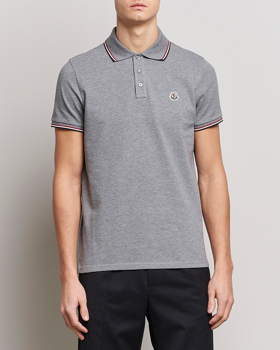 Herr | Moncler | Moncler | Contrast Rib Polo Heather Grey