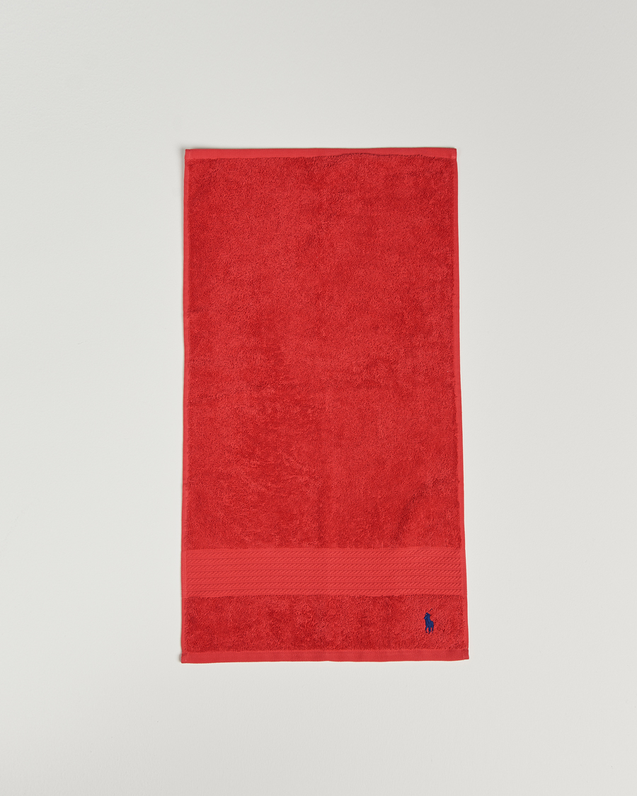 Herr | Ralph Lauren Home Polo Player Guest Towel 40x75 Red Rose | Ralph Lauren Home | Polo Player Guest Towel 40x75 Red Rose