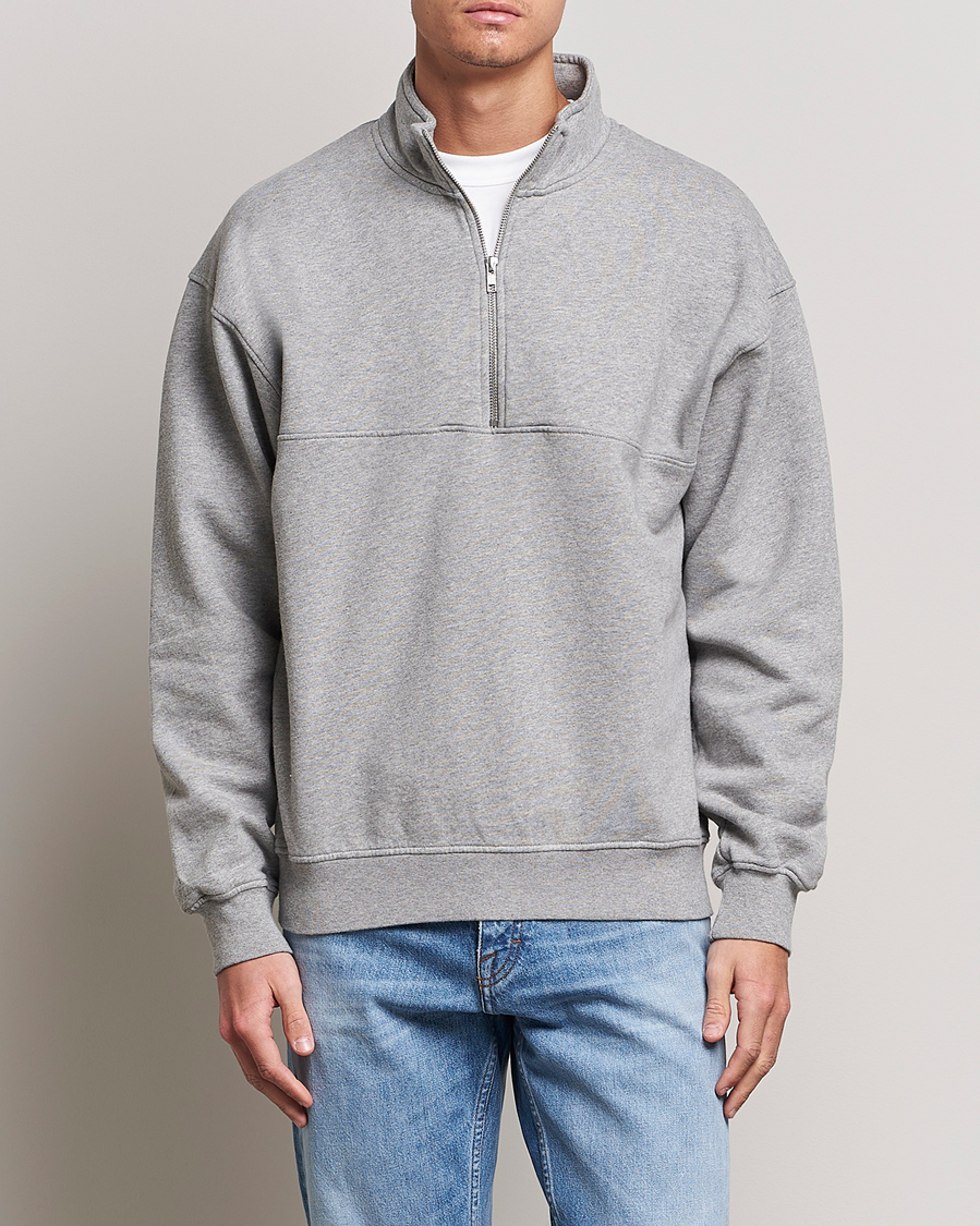 Herr | Återvunnet | Colorful Standard | Classic Organic Half-Zip Heather Grey