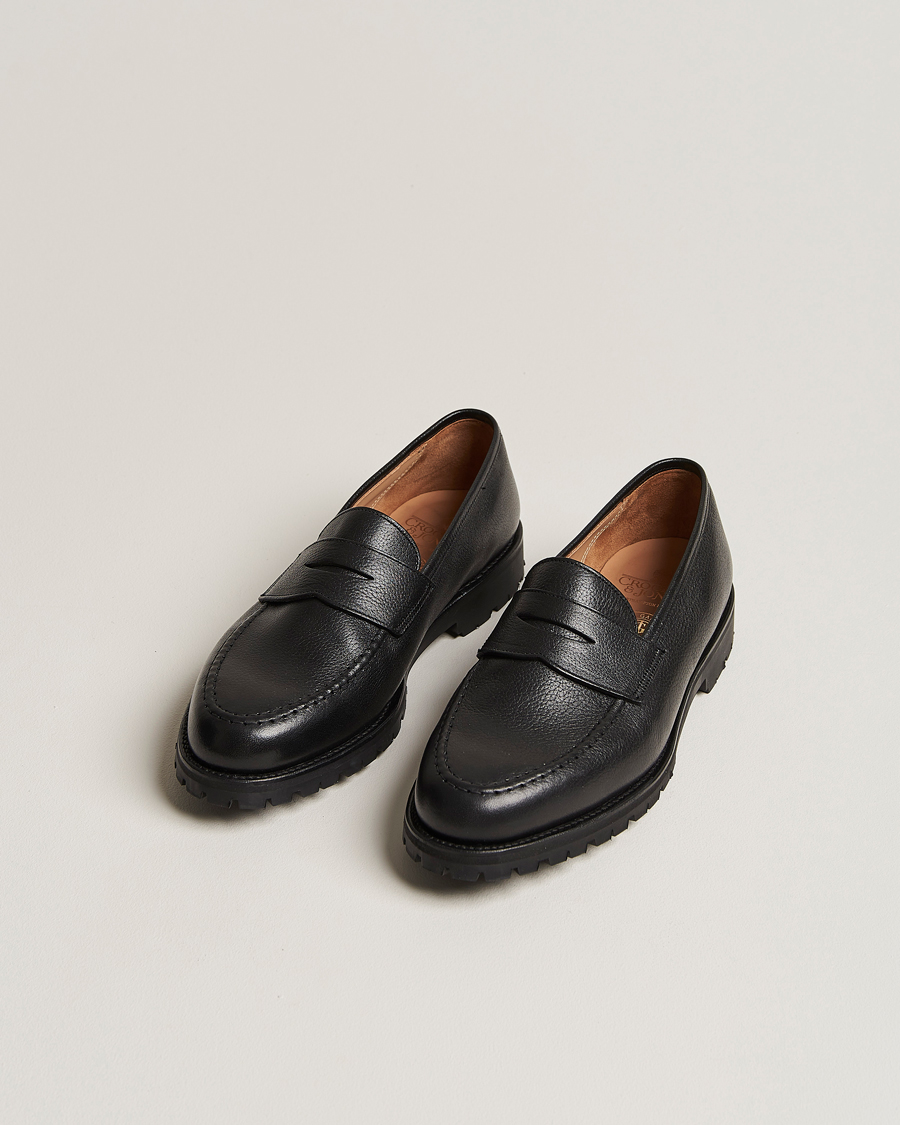 Herr | Loafers | Crockett & Jones x Tärnsjö Garveri | Boston Milled Grain Vibram Cleated Sole Black Calf