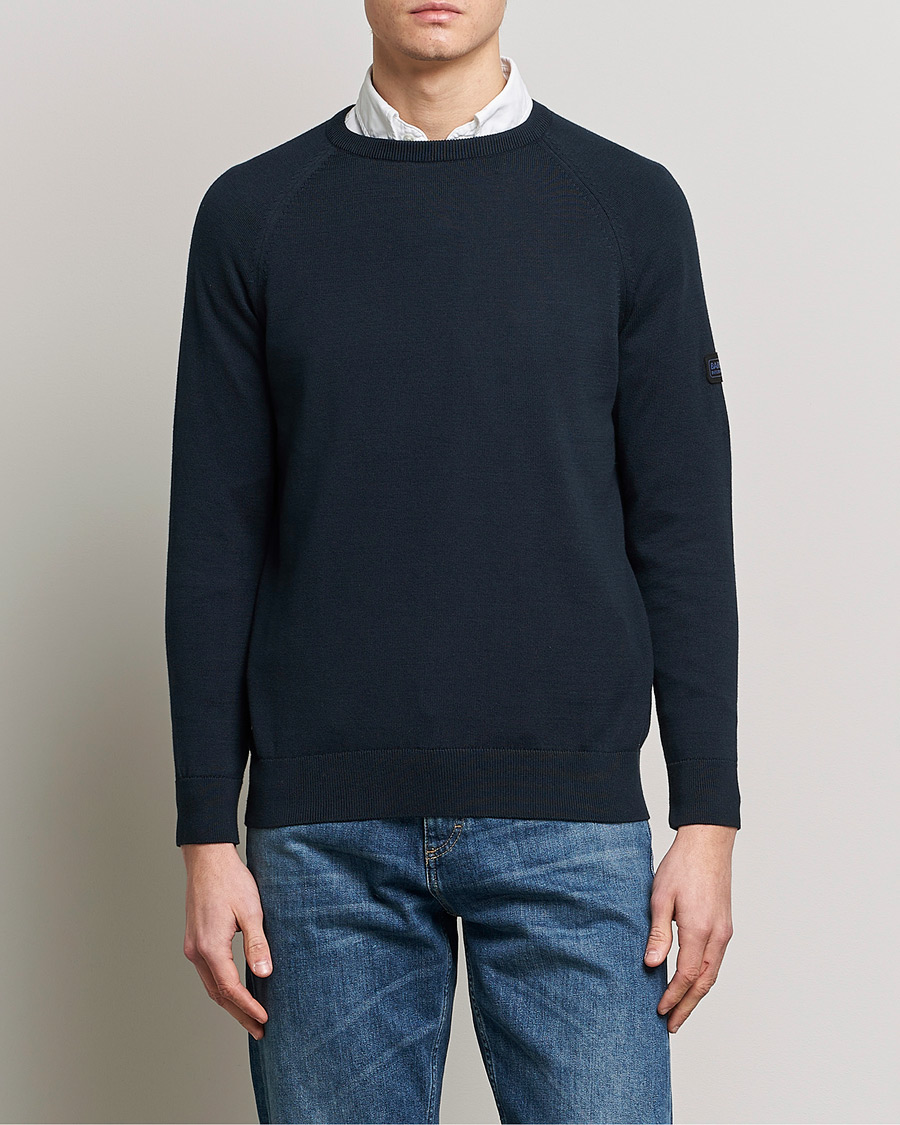 Herre |  | Barbour International | Cotton Crew Knit Navy