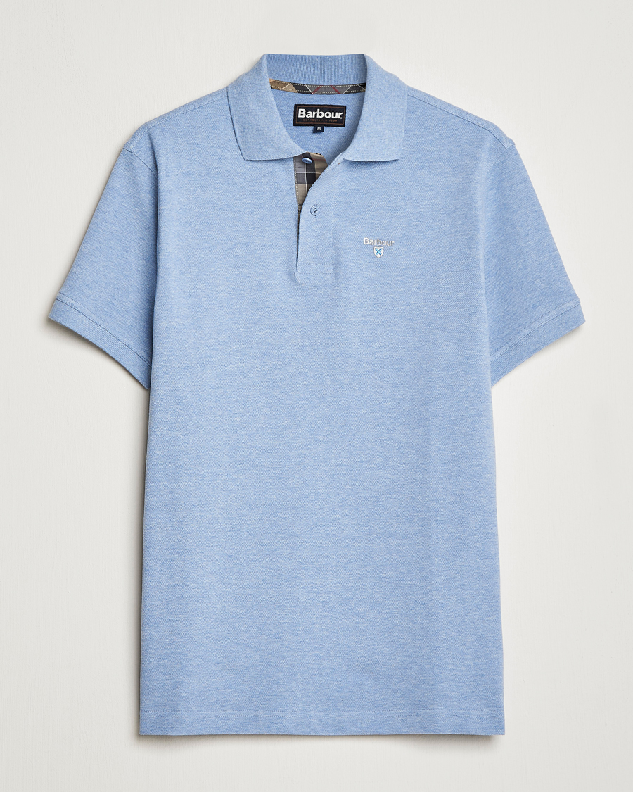 Herr | Pikéer | Barbour Lifestyle | Tartan Pique Polo Sky Marl