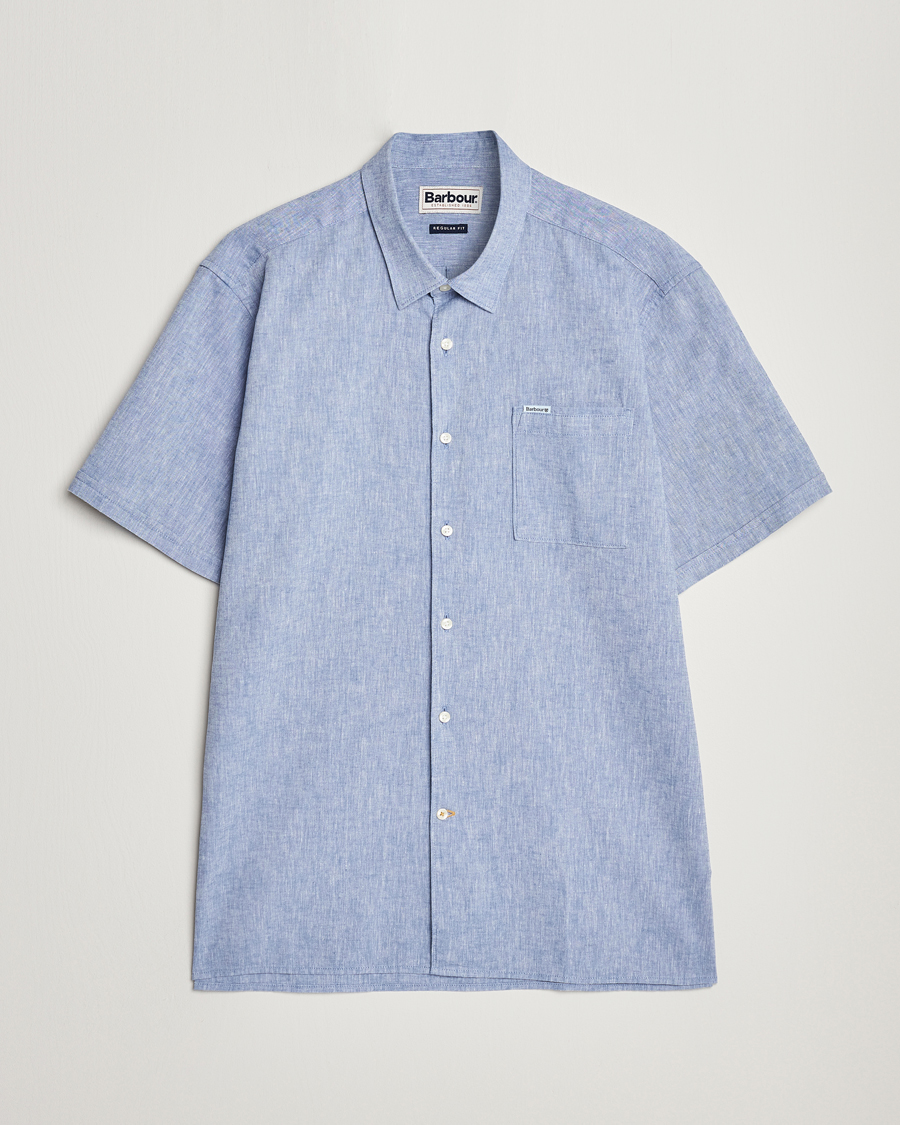 Herr | Skjortor | Barbour Lifestyle | Nelson Short Sleeve Linen/Cotton Shirt Blue