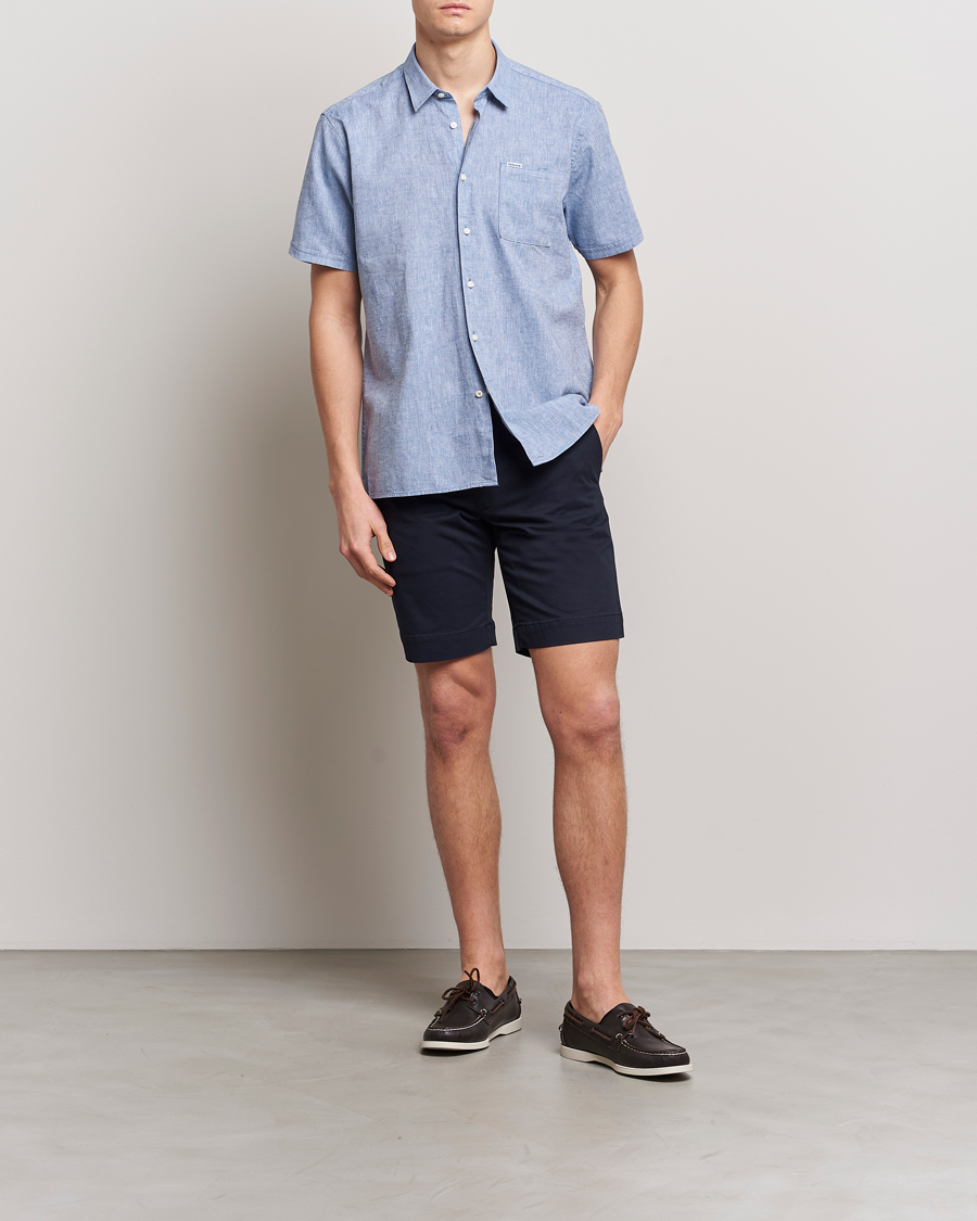 Herr | Skjortor | Barbour Lifestyle | Nelson Short Sleeve Linen/Cotton Shirt Blue
