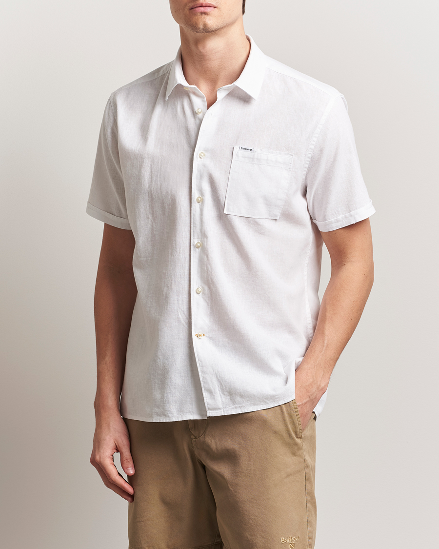 Herr | Skjortor | Barbour Lifestyle | Nelson Short Sleeve Linen/Cotton Shirt White