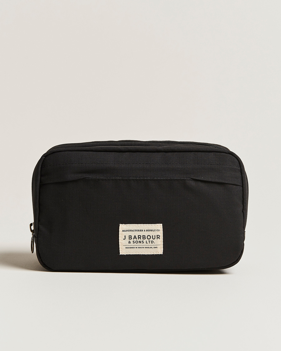 Herr | Barbour Lifestyle Double Zip Washbag Black | Barbour Lifestyle | Double Zip Washbag Black