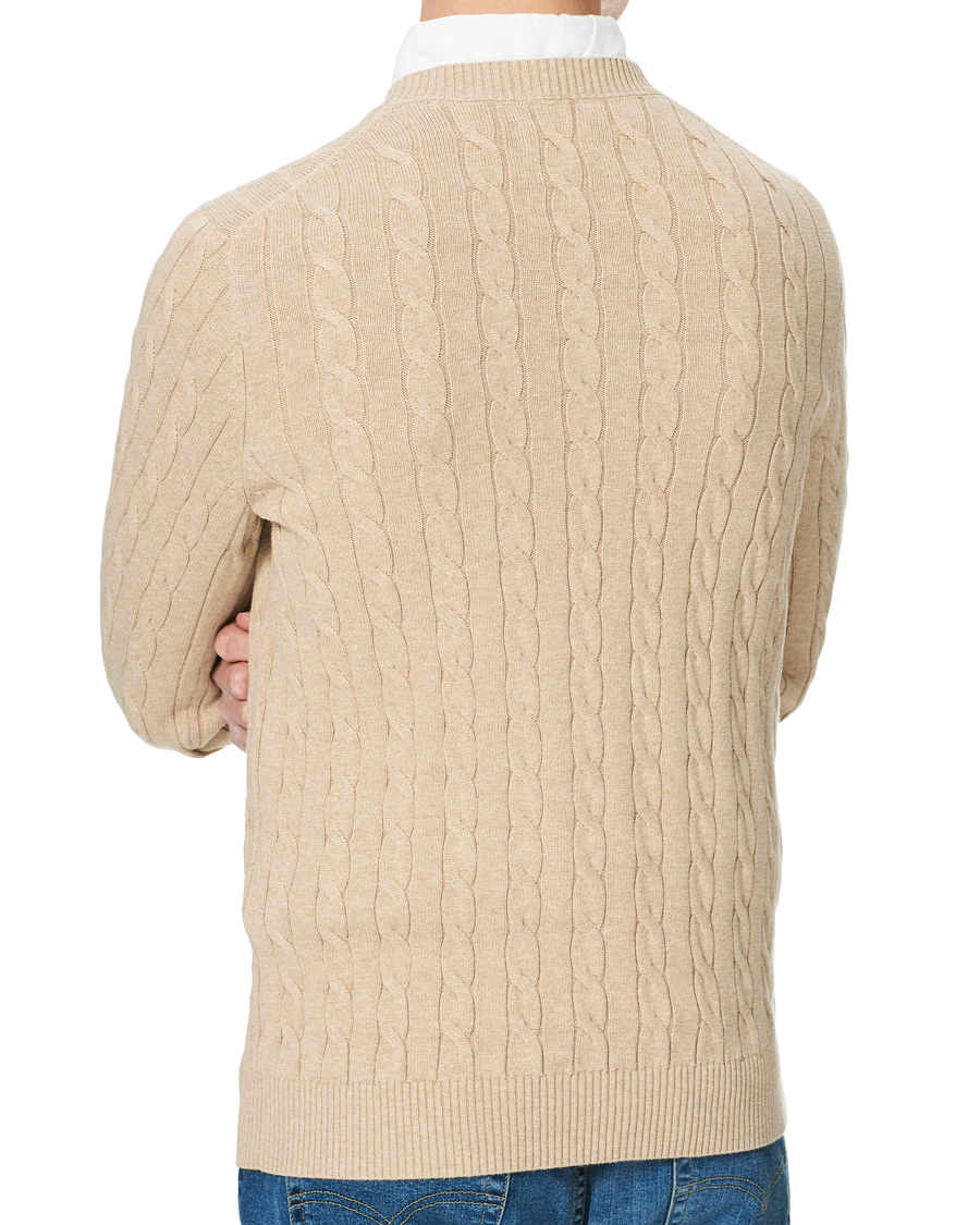 Herr | Tröjor | GANT | Cotton Cable Crew Neck Pullover Sand Melange
