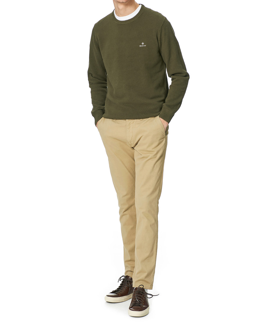 Herr | Tröjor | GANT | Cotton Pique Crew Neck Sweater Racing Green