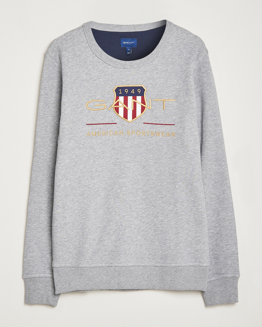 Herr | Tröjor | GANT | Archive Shield Crew Neck Sweatershirt Grey Melange
