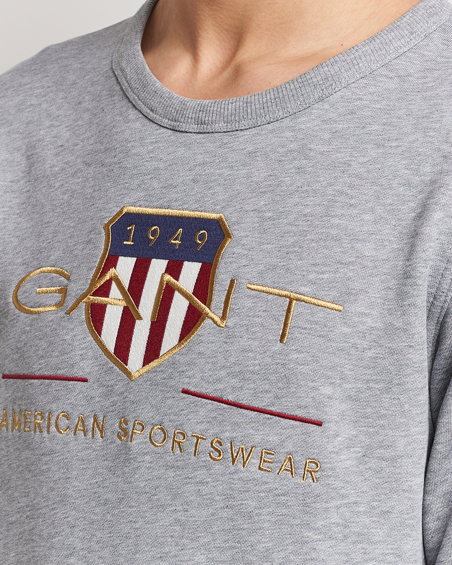 Herr | Tröjor | GANT | Archive Shield Crew Neck Sweatershirt Grey Melange