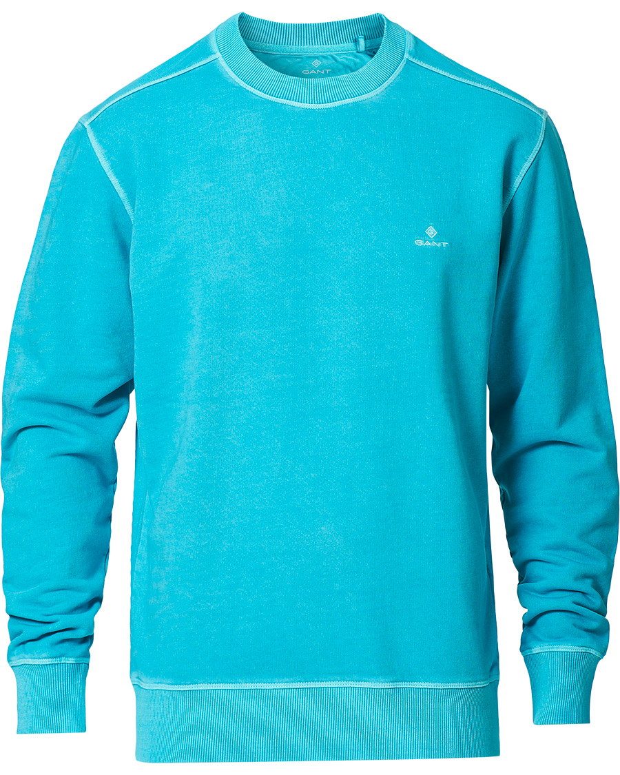 Herr | Tröjor | GANT | Sunbleached Crew Neck Sweatshirts Aqua Green