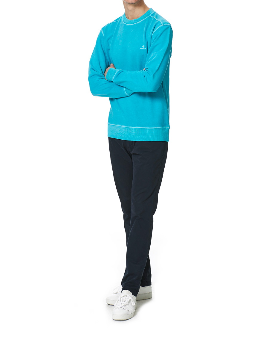 Herr | Tröjor | GANT | Sunbleached Crew Neck Sweatshirts Aqua Green