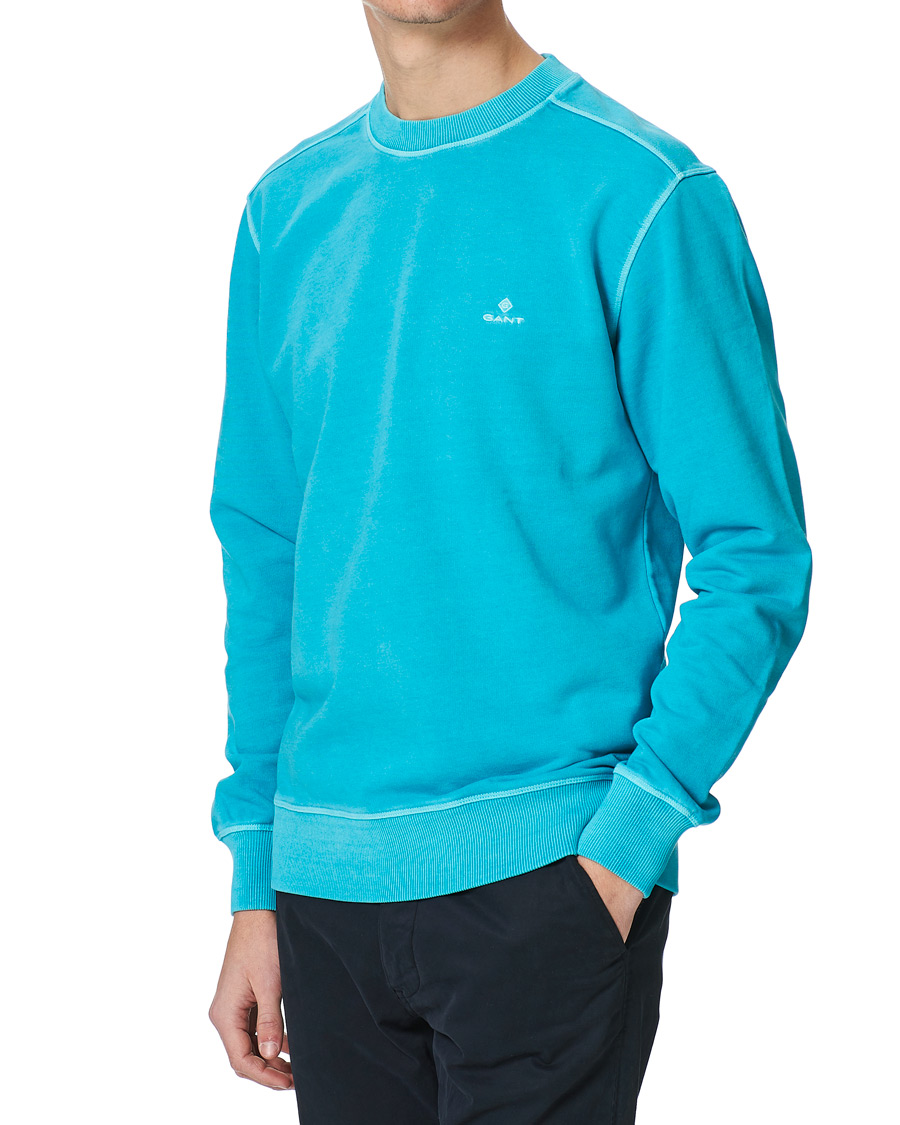Herr | Tröjor | GANT | Sunbleached Crew Neck Sweatshirts Aqua Green