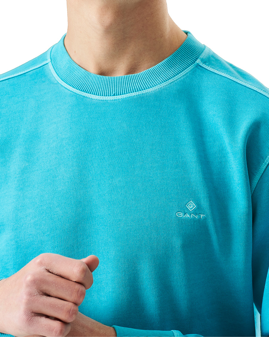Herr | Tröjor | GANT | Sunbleached Crew Neck Sweatshirts Aqua Green