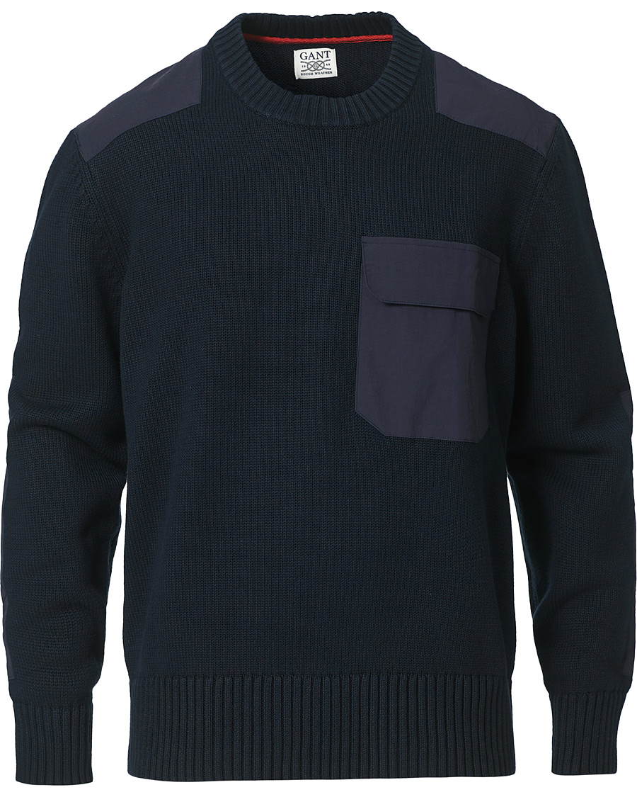 Herr | Tröjor | GANT | Rough Weather Crew Neck Sweater Evening Blue