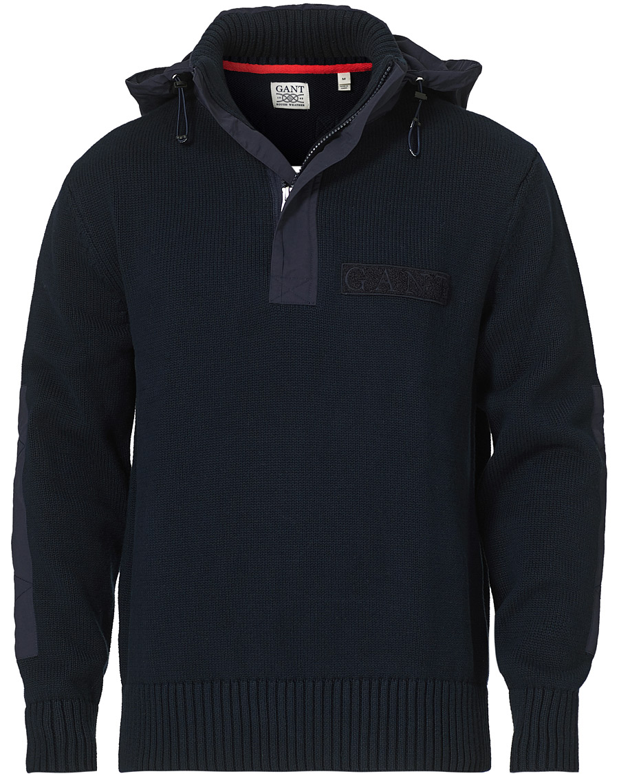 Herr | Tröjor | GANT | Rough Weather Half-Zip Sweater Evening Blue