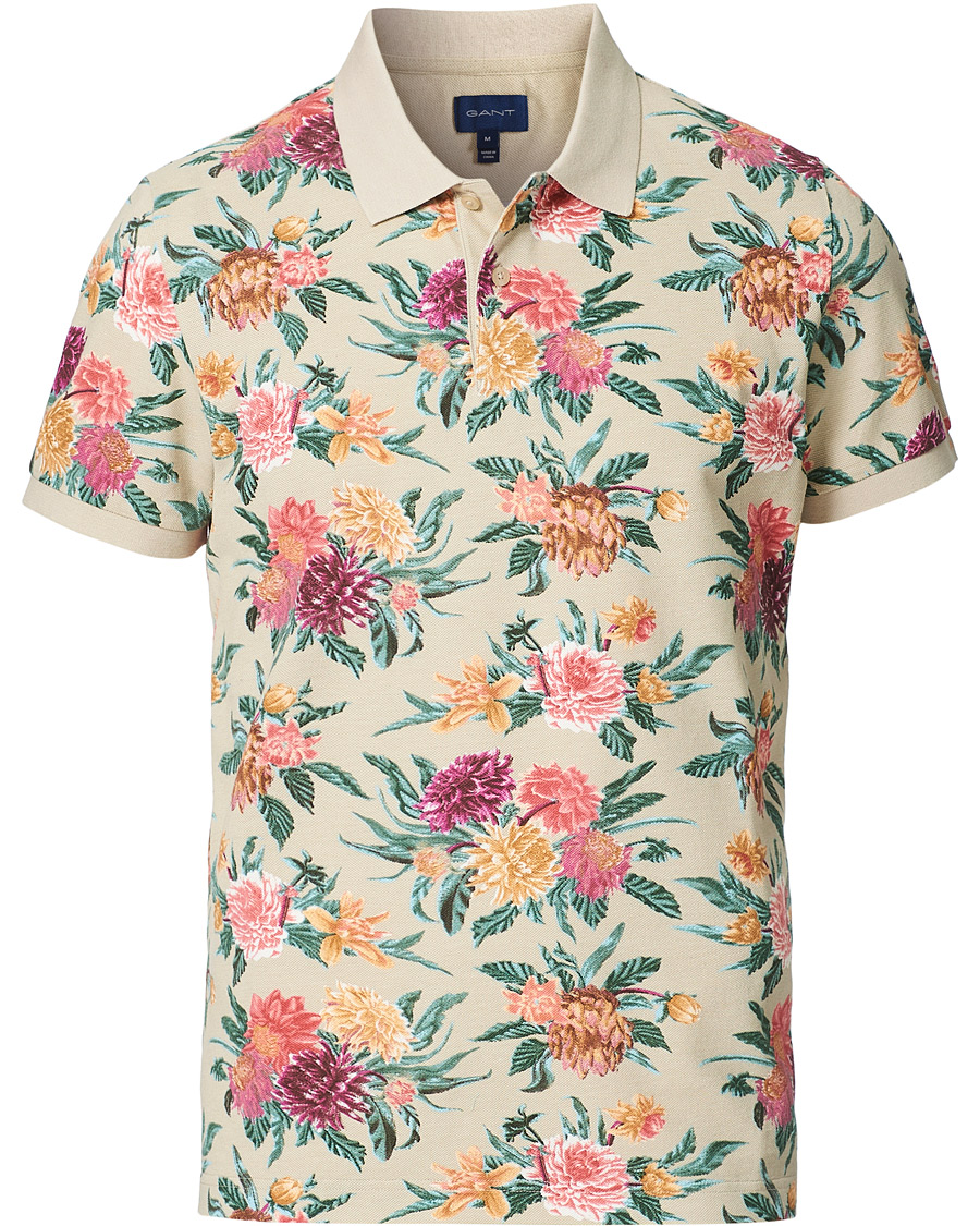 Herr | Pikéer | GANT | Dalia Printed Flower Polo Plaza Taupe