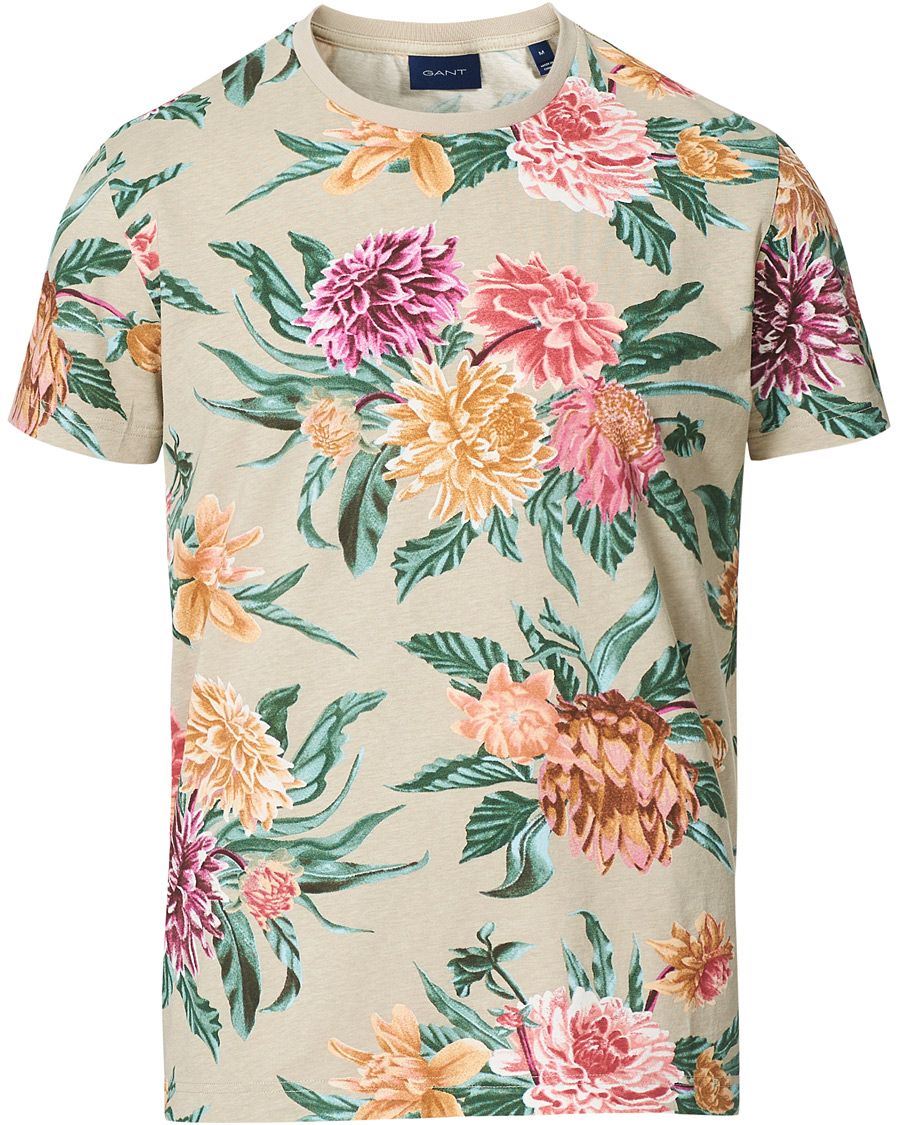 Herr | T-Shirts | GANT | Dalia Printed Flower Tee Plaza Taupe