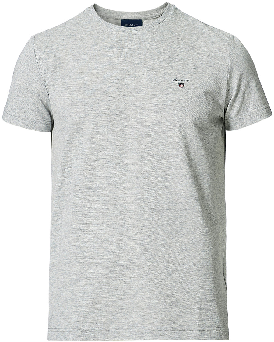 Herr | T-Shirts | GANT | Cotton Pique Crew Neck Tee Grey Melange