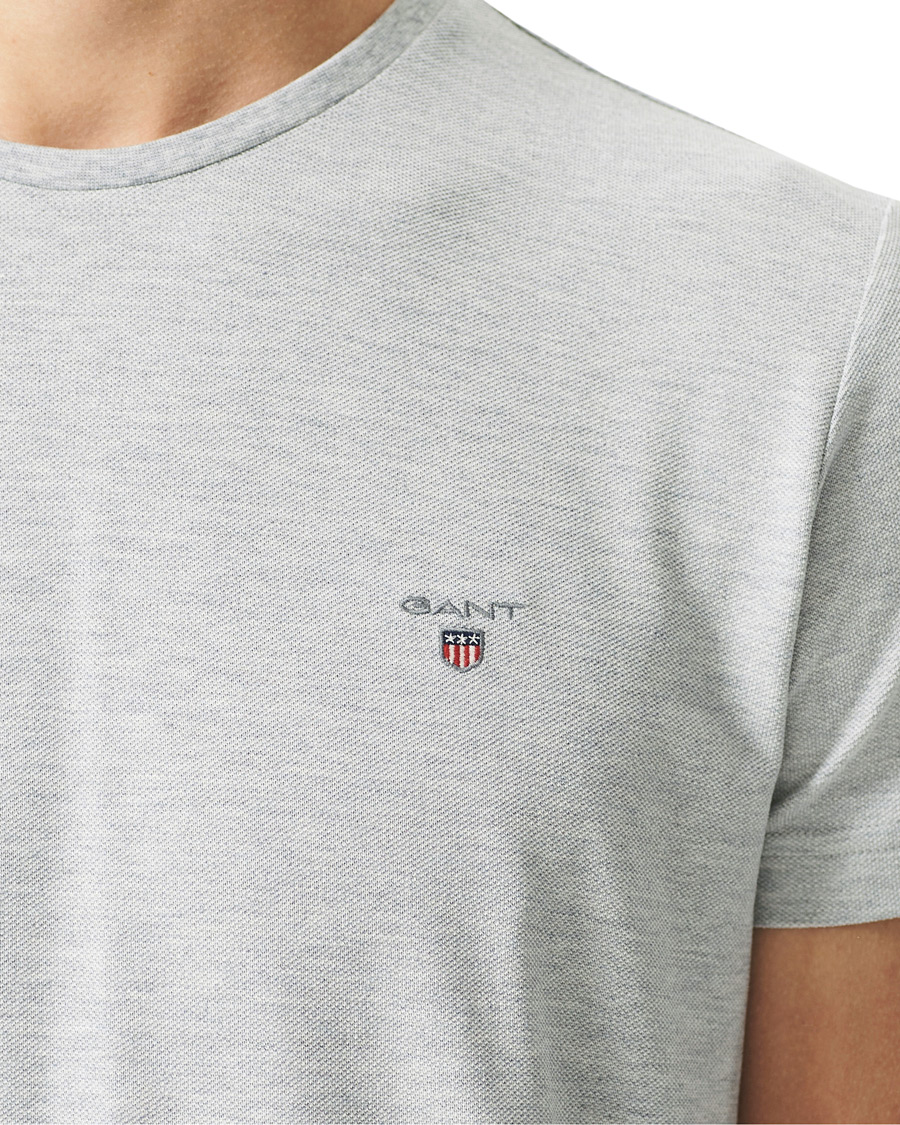 Herr | T-Shirts | GANT | Cotton Pique Crew Neck Tee Grey Melange