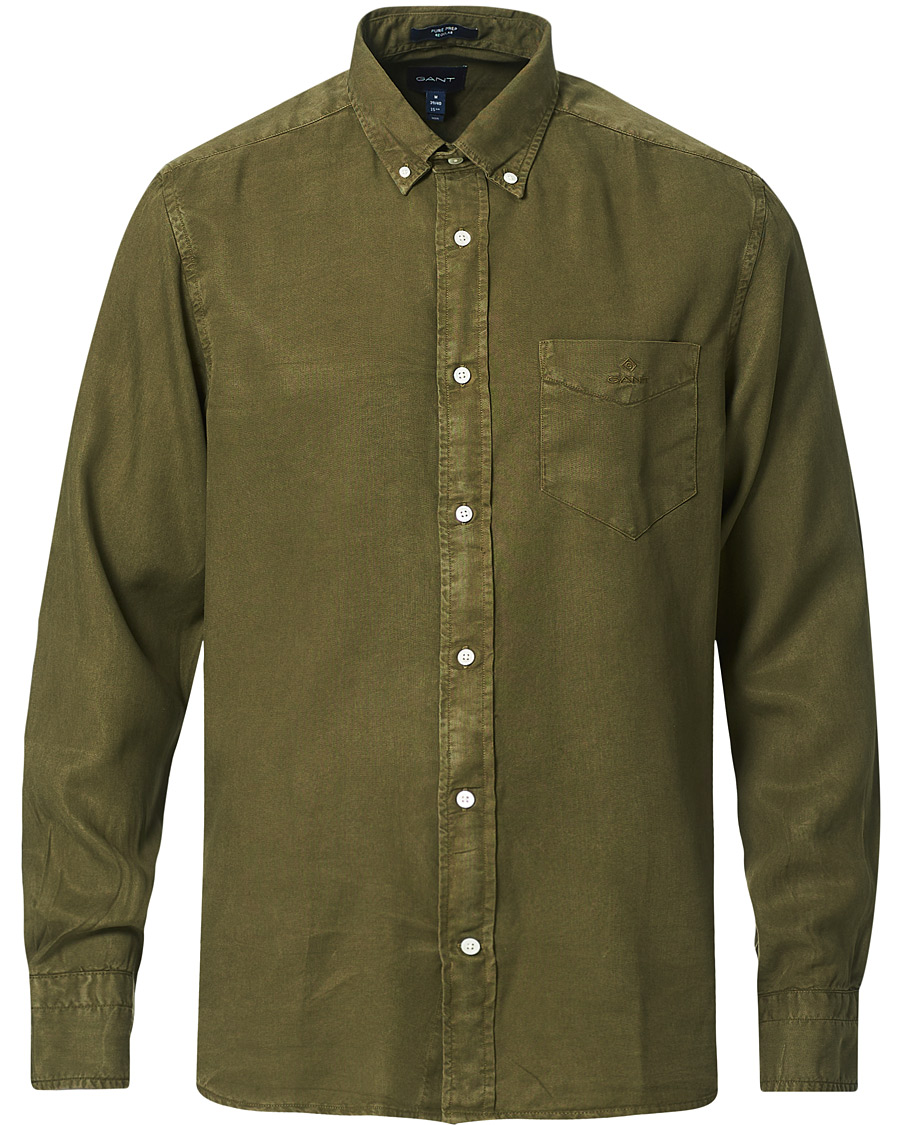 Herr | Skjortor | GANT | Regular Garment Dyed Lyocell Shirt Racing Green