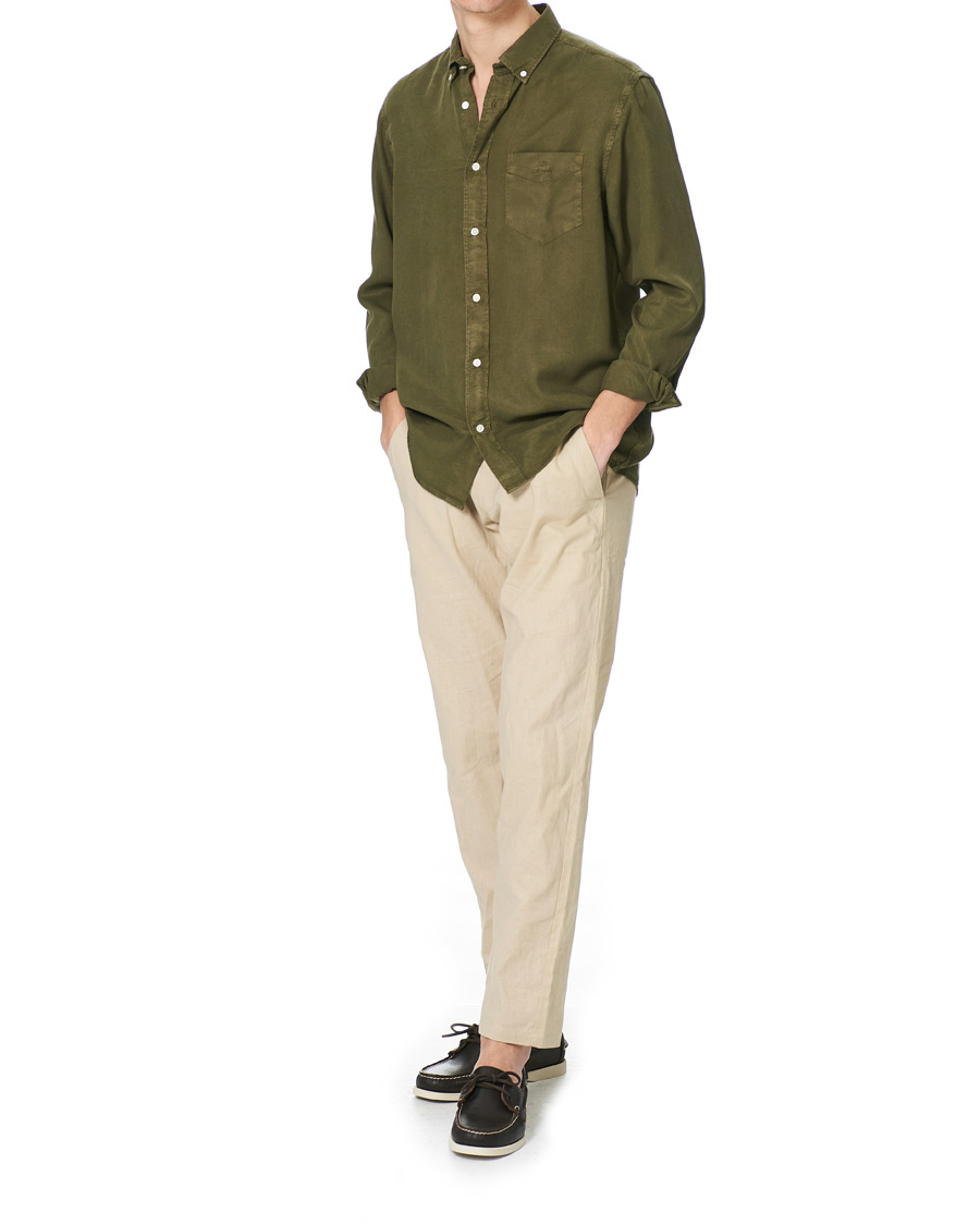 Herr | Skjortor | GANT | Regular Garment Dyed Lyocell Shirt Racing Green