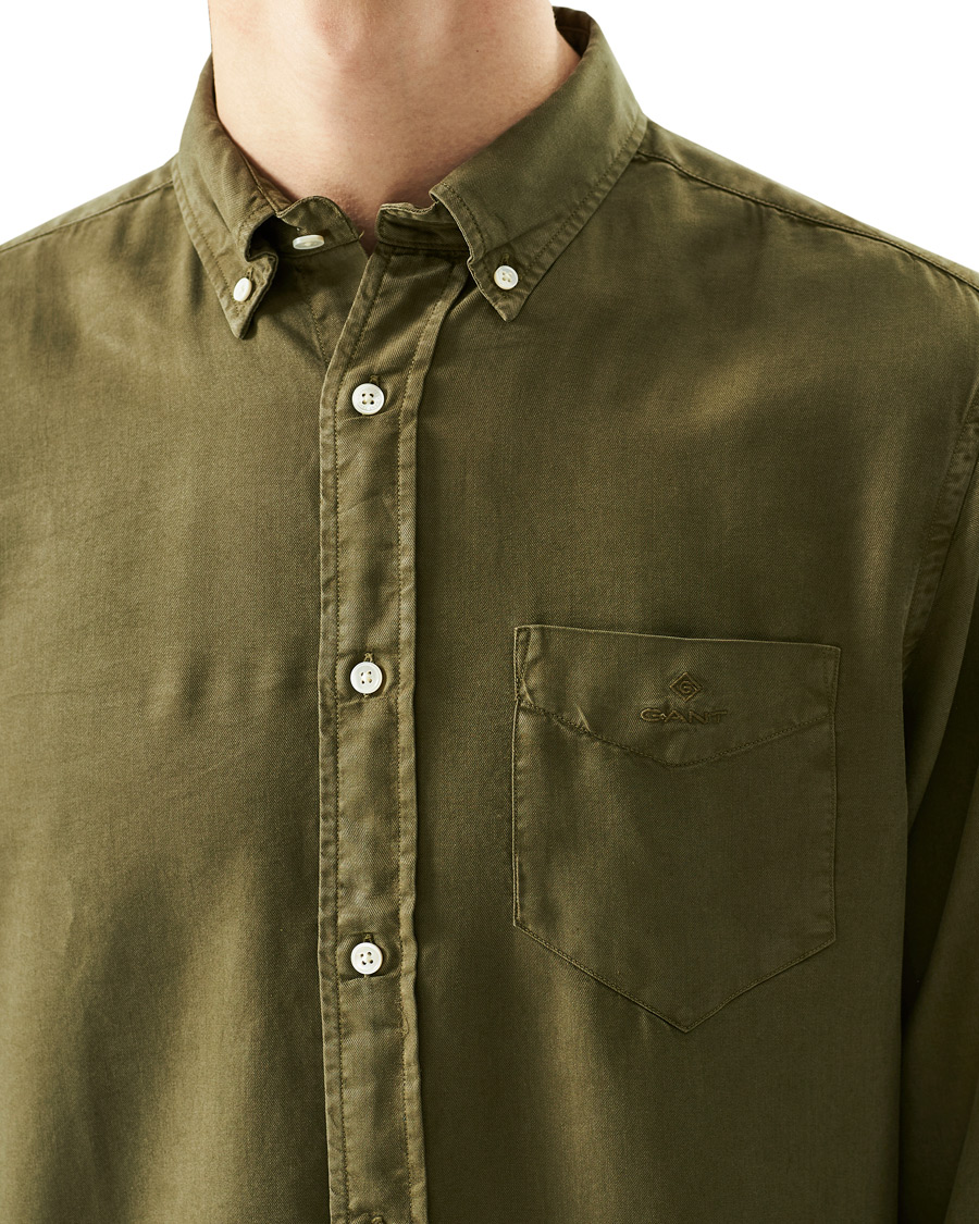 Herr | Skjortor | GANT | Regular Garment Dyed Lyocell Shirt Racing Green