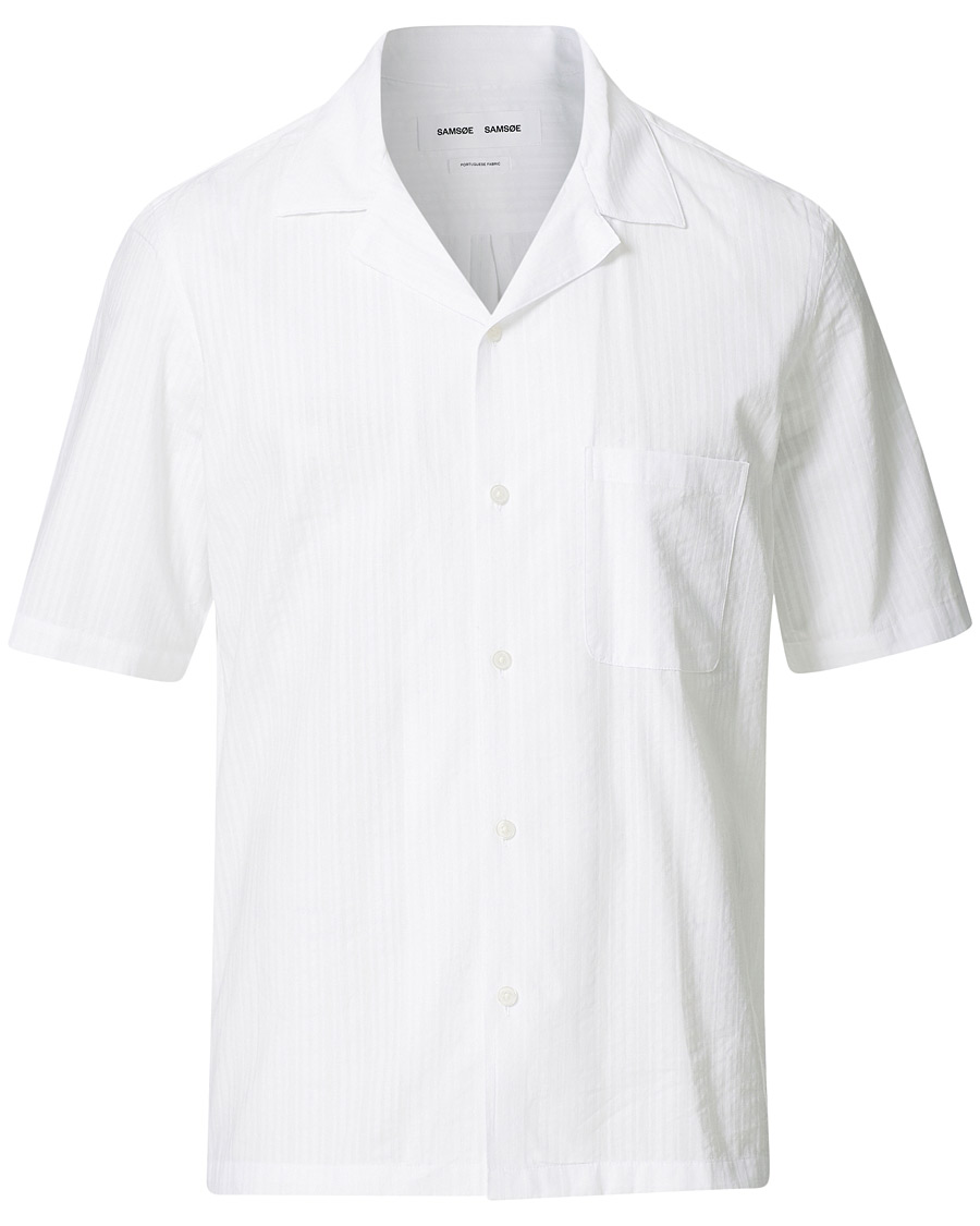Herr | Skjortor | Samsøe Samsøe | Samsøe & Samsøe Oscar Seersucker Short Sleeve Shirt White