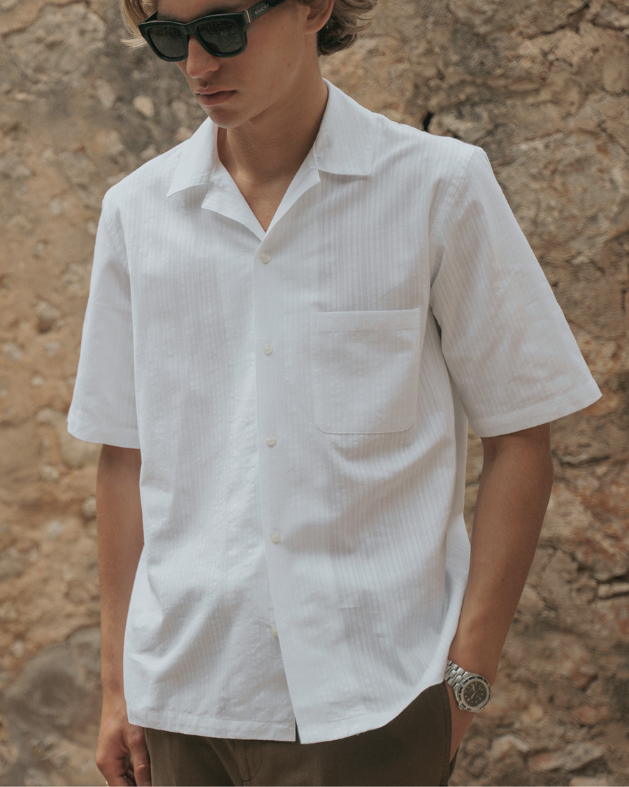 Herr | Skjortor | Samsøe Samsøe | Samsøe & Samsøe Oscar Seersucker Short Sleeve Shirt White