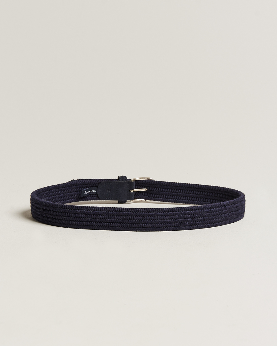 Herr | Bälten | Anderson's | Braided Wool Belt Navy