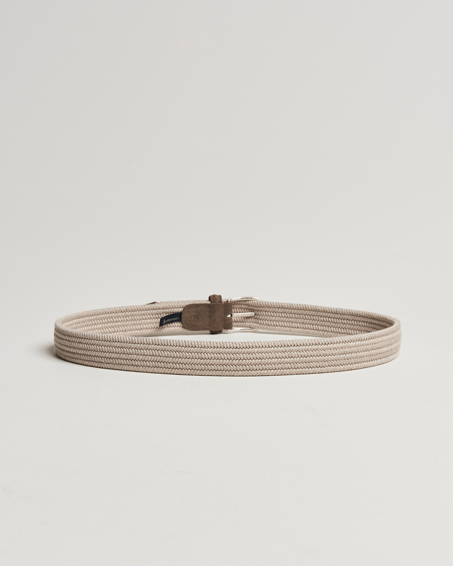 Herr | Italian Department | Anderson's | Braided Wool Belt Beige