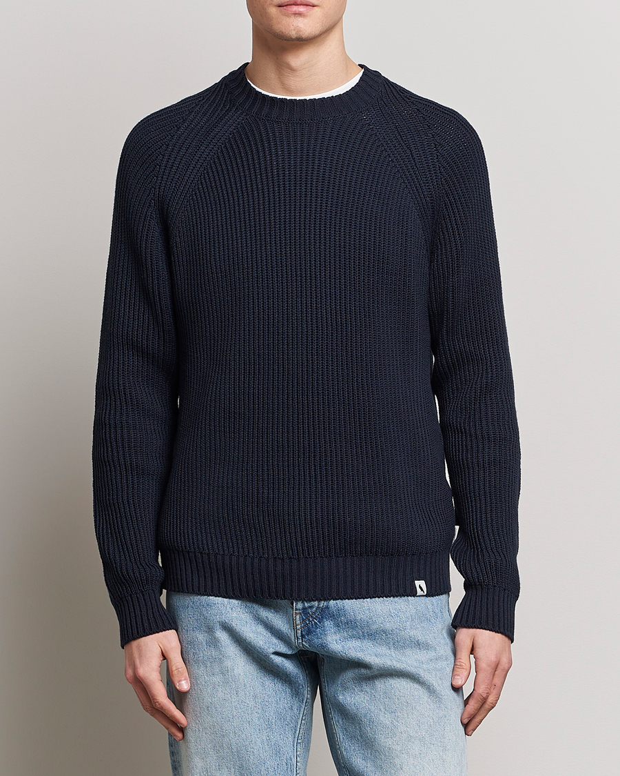 Herr | Stickade tröjor | Peregrine | Harry Organic Cotton Sweater Navy