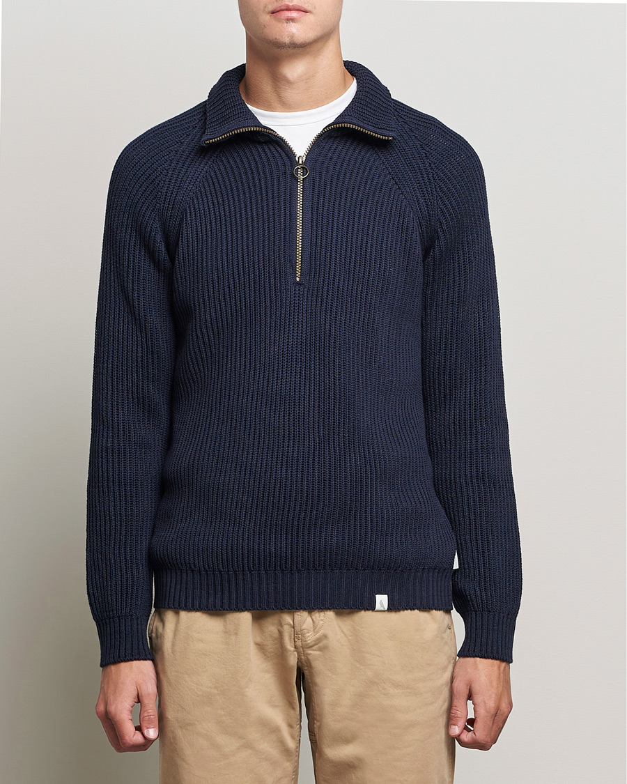 Herr | Tröjor | Peregrine | Felix Quarter Zip Jumper Navy