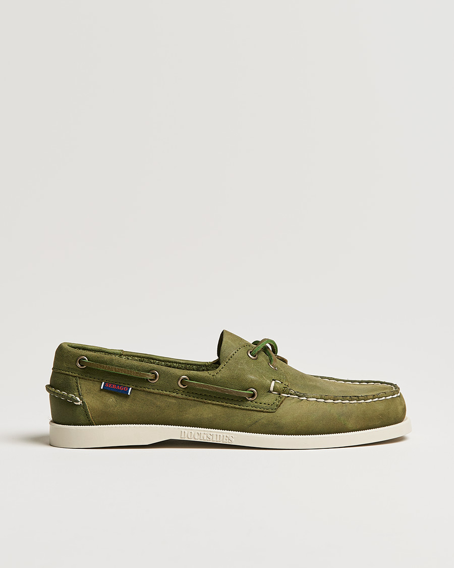 Herr | Sebago Docksides Nubuck Boat Shoe Green Military | Sebago | Docksides Nubuck Boat Shoe Green Military