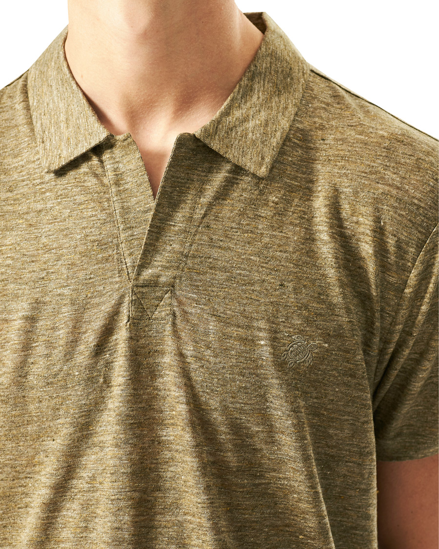 Herr | Pikéer | Vilebrequin | Jersey Linen Polo Olive Chine