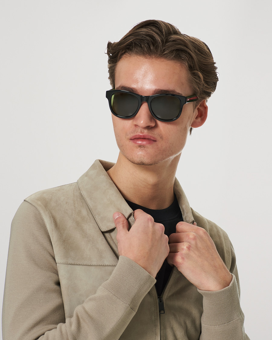 Herr | D-formade solglasögon | Gucci | GG0003SN Sunglasses Black/Green