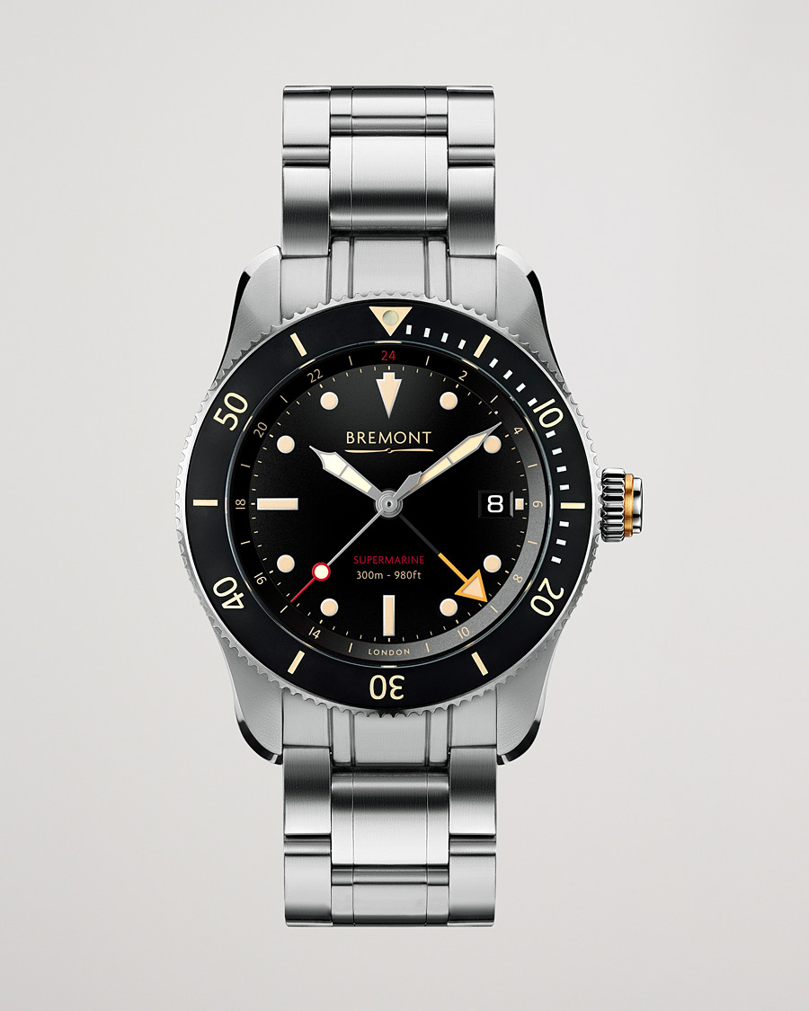 Herr | Stållänk | Bremont | S302 Supermarine GMT 40mm Steel Bracelet Black Dial