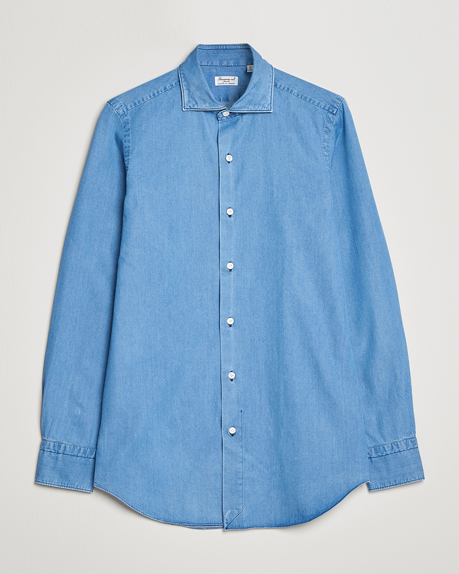 Herr | Skjortor | Finamore Napoli | Milano Slim Denim Shirt Light Indigo