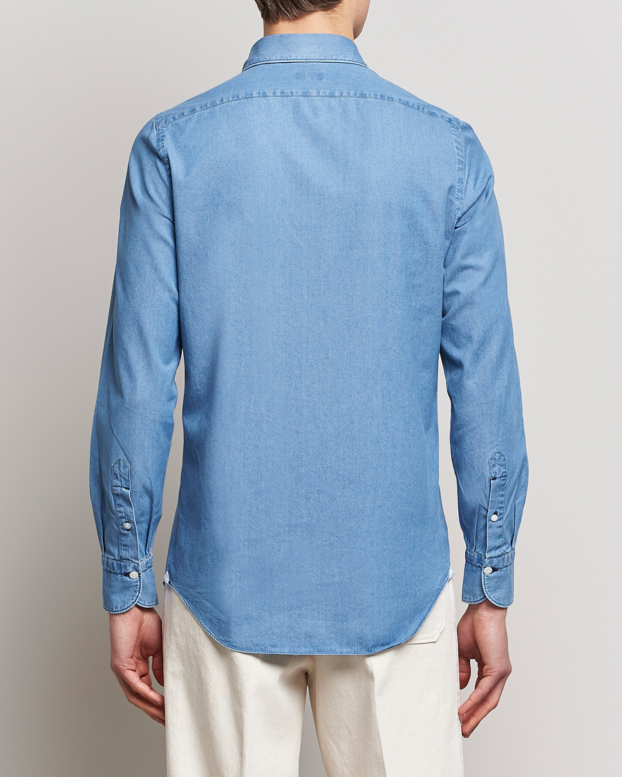 Herr | Skjortor | Finamore Napoli | Milano Slim Denim Shirt Light Indigo