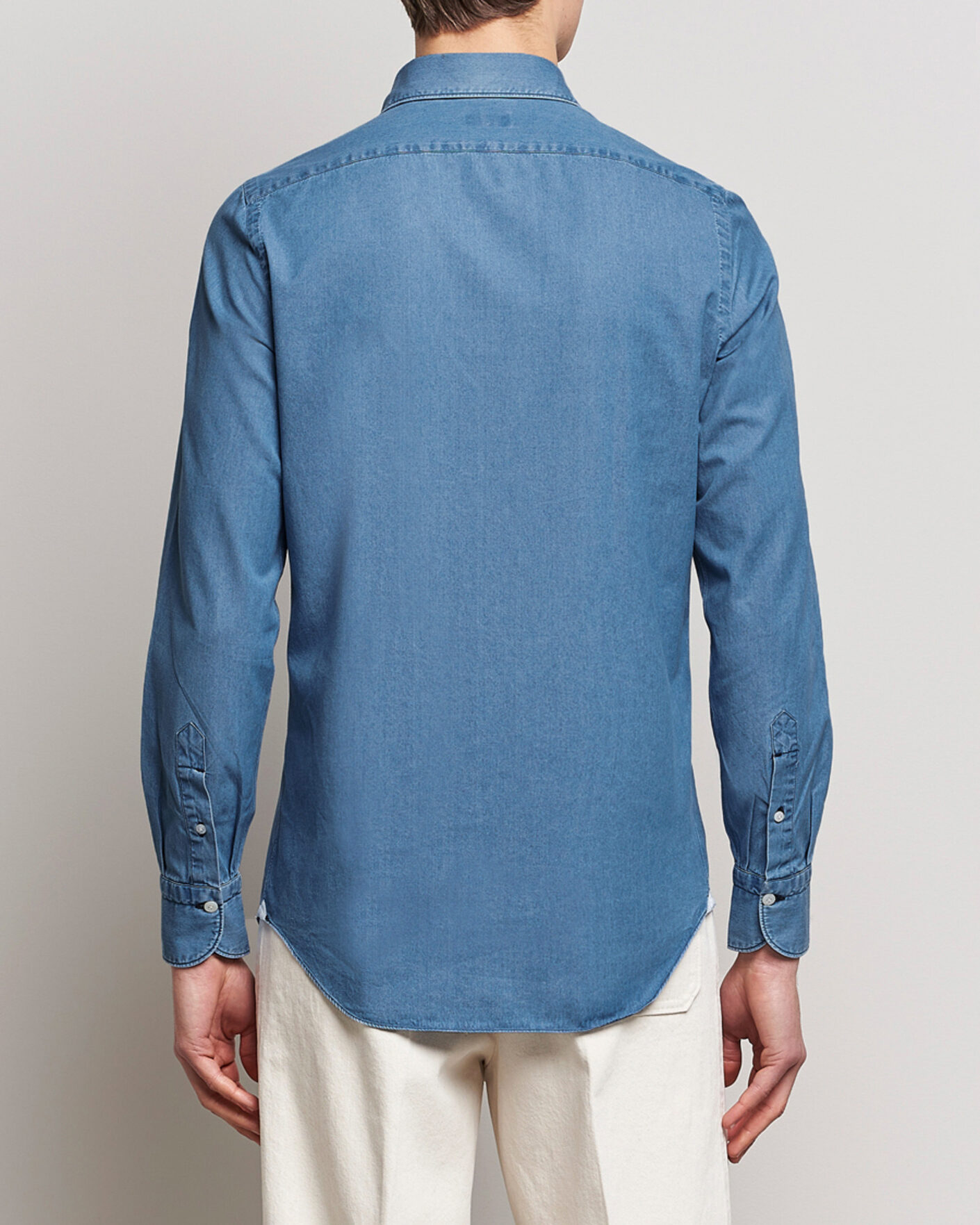 Herr | Skjortor | Finamore Napoli | Milano Slim Denim Shirt Light Indigo