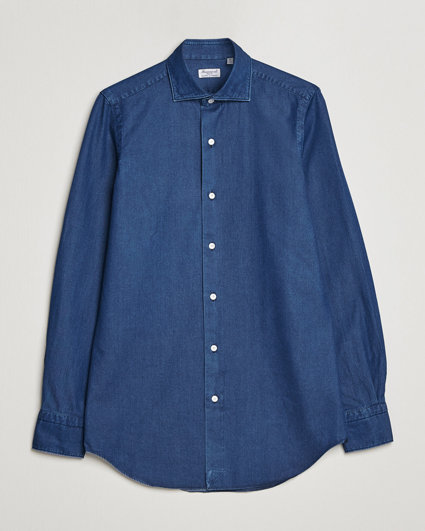 Herr | Skjortor | Finamore Napoli | Milano Slim Denim Shirt Dark Indigo